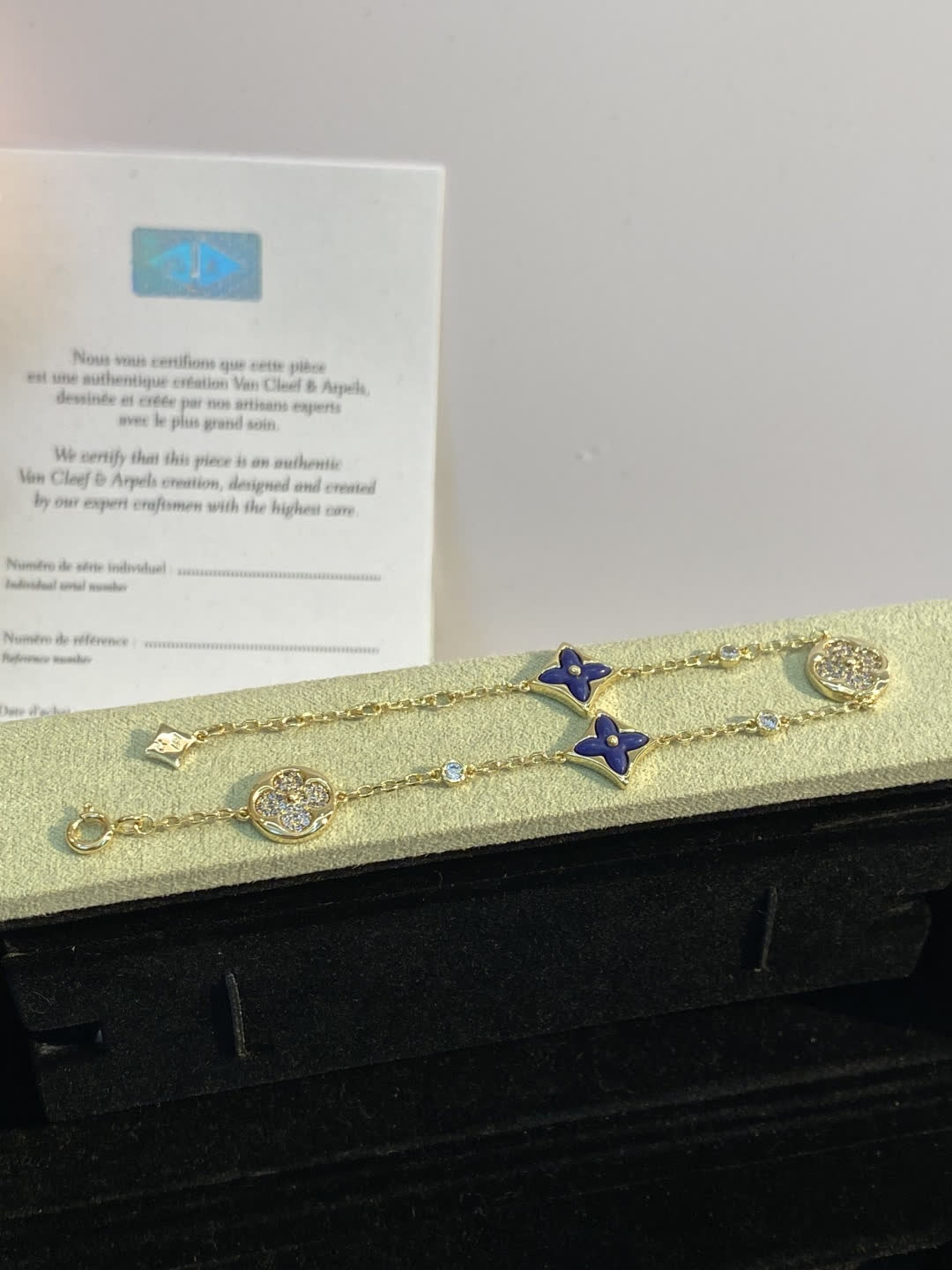 Louis Vuitton Silver Bracelet with Blue Enamel and Diamonds